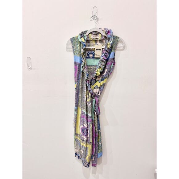 Etro Floral Printed Sleeveless Mini Dress w/ Ruffled Trim Multicolor Women EU 42 - Picture 1 of 3